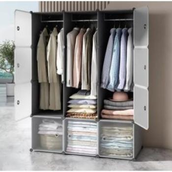 12 Cubes Wardrobe - 3 Hangers - 3 Grid - Black/White