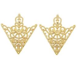 Vintage Fashion Triangle Shirt Collar Lapel Pin For Men And Women Hollowed Out Crown Brooch Corner E