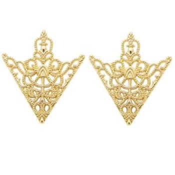 Vintage Fashion Triangle Shirt Collar Lapel Pin For Men And Women Hollowed Out Crown Brooch Corner E