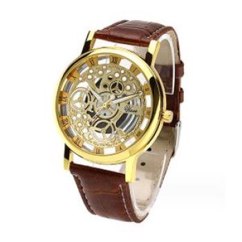 Men`s Quartz Watch - Brown/Gold