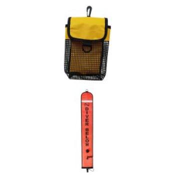 6ft Reflective diver SMB Surface Marker Buoy & Mesh Holder