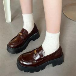 （brown）loafers Women`s Shoes Platform Round Toe Female Footwear Loafers British Style Shallow Mouth