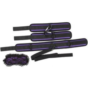 BDSM Bondage Handcuffs Neck Collar Blindfold Eye Mask Slave Restraints Set Sex Toys Erotic Fetish Ad