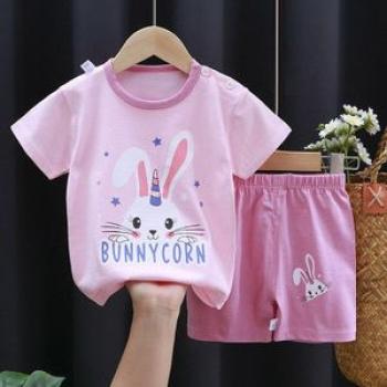 Summer Children`s Clothes Baby Boy T-Shirt+Pant 2Pcs/Set Kids Cartoon Short Sleeve Suit Toddle Girl
