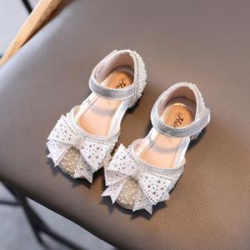 Bekamille Kids Sandals Girls Bow lattice Flat Heel Beach Shoes Children Sandals For Girls Princess C