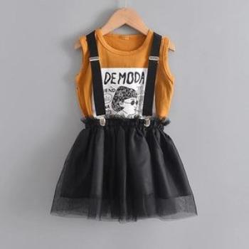 Girls` Suit Summer Style British Style Skirt Suit Two-piece Suit Chain Bag Kids Clothes Girls Kids C