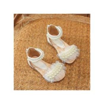 Black Friday Deal Girls Sandals Princess Soft Children Beach Shoes-White