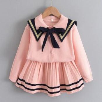 Bear Leader Girls Baby  Winter Knitted Clothes Sets Cartoon Sweaters Tops Ruffles Skirt Outfits Chil