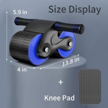 L-shaped abdominal wheel with knee pad, automatic rebound and abdominal contraction - Blue