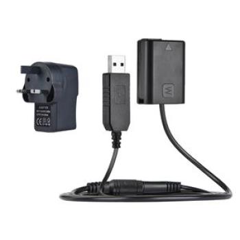 Andoer NP-FW50 Dummy Battery + 5V 3A USB  Adapter Cable with  Plug Replacement for AC-PW20 for Sony