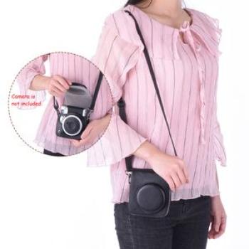 Vintage PU Protective Camera Case Bag Pouch Cover Protector w/ Strap for Fujifilm Instax Mini 90 Ins