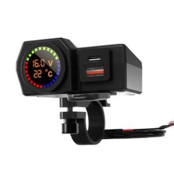 Motorcycle Digital Display USB+Type-C Phone Charger