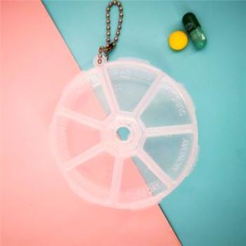 Mini Round Pill Box 7 Day Weekly  Drug Tablet Dispenser Organizer Container Storage Outdoor Travelin