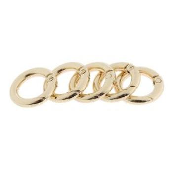 5pcs Alloy Round Buckles Carabiners Keychain Spring Hook Gold 16mm