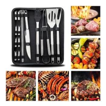 18 piece stainless steel barbecue outdoor kitchen tool set