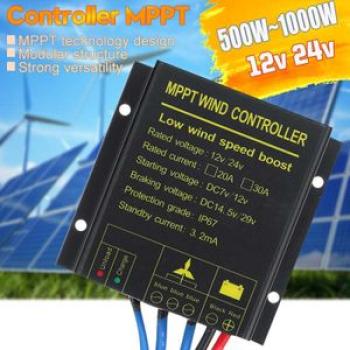 Efficient 500W 1000W DC 12V/24V MPPT Wind Turbines Generator Charge Controller Waterproof Battery Ch