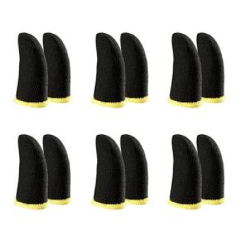 18-Pin Carbon Fiber Finger Sleeves for PUBG Mobile Games Contact Screen Finger Sleeves Black & Yello