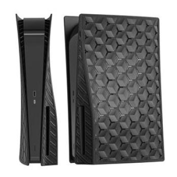 PS5 Faceplate Cover Case Skin for PS5 Console, PS5 Black Side Plates Shell for Playstation 5 Disc Ed