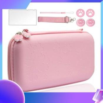 5 in 1 Pink Travel Carrying Case Waterproof Pouch Accessories Kit For Nintendo Switch With Glass Scr