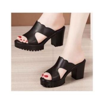 Women`s Soft Leather Slippers Black