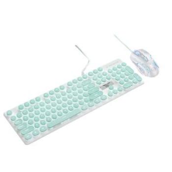 V8 Round Keycaps Gaming Wired Keyboard Mouse Professional Green Combo