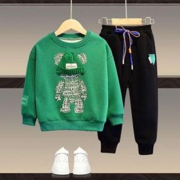 Boys Girls Clothing Set Children Hooded Outerwear Tops Pants 2Pcs Kids Teenage Costume Suit Spring A