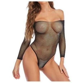 Erotic Underwear Off Shouder TransparentMesh Lingerie Stockings H
