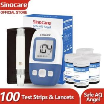 Sinocare Safe AQ An Blood Sugar Monitor with 100pcs Test Strips 100pcs Needles Glucometer Blood Gluc