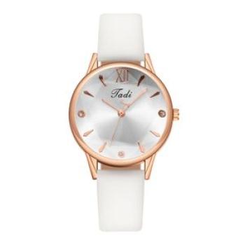 Ladies Quartz Watch Elegant Rhinestone Dial Womens Dress Watch White