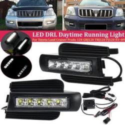 Pair LED DRL Light For Toyota Land Cruiser Prado 120 GRJ120 TRJ120 FJ120 03-09