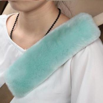 Genuine Merino Sheepskin Car Seat Safety Belt Pad Cover For Car Accessories Neck Shoulder Strap Cush