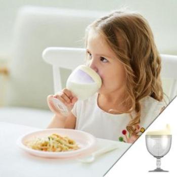 Breakfast Milk Cup Kids Drinking Juice Water Feeding Goblet Yellow