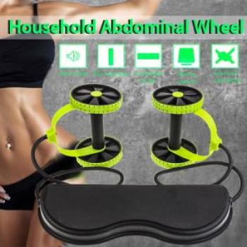 Household Wheels Fitness Roller Stretch Elastic Resistance Pull Rope Tool Green