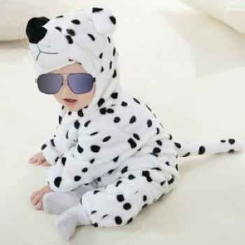 Babies Cartoon Animal Shape Flannel Jumpsuit Romper