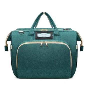 （green）3 In 1 Diaper Bag Backpack for Mom and Baby Changing Bag Foldable Travel Beds Portable Bassin