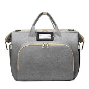（gray）3 In 1 Diaper Bag Backpack for Mom and Baby Changing Bag Foldable Travel Beds Portable Bassine