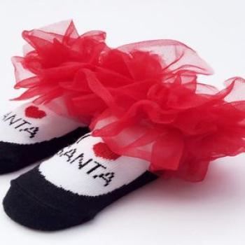 Comfortable Baby Socks New Born Christmas Style Full Cotton Lace Socks-black & white & red-12-18 mon