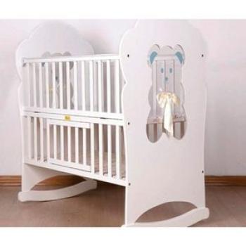 Baby Wooden Teddy Bed - White