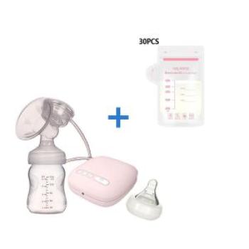 Bilateral Electric Breast Pump 150 Ml With Bottle+30 pcs Milk Storage Bag  - Pink