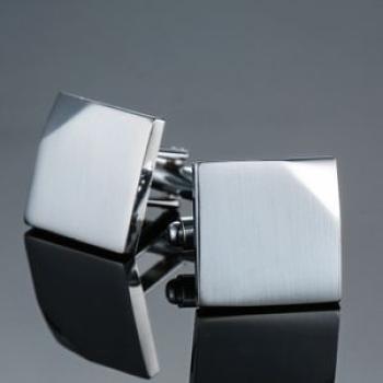 Cufflink Laser Metal Brass Men Shirt Cufflinks, Color: Silver block