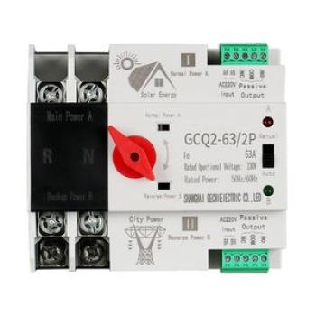 Photovoltaic Solar Power ATS Automatic Transfer Switch Din Rail 2P 63A AC220V ATS PV System Power to