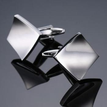 Cufflink Laser Metal Brass Men Shirt Cufflinks, Color: Silver folding