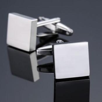 Cufflink Laser Metal Brass Men Shirt Cufflinks, Color: Silver small s