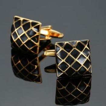Cufflink Laser Metal Brass Men Shirt Cufflinks, Color: Black Bottom G