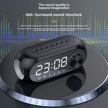 Mini Bluetooth speaker extra bass portable mini clock home alarm clock desktop