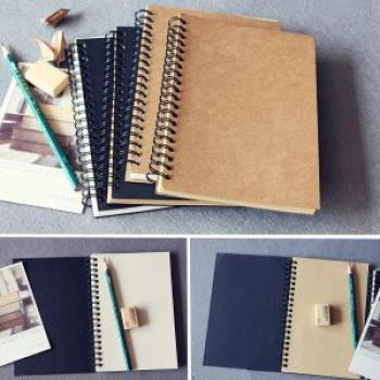 Retro Spiral Bound Coil Sketch Book Blank Notebook Kraft Sketching Paper # 1