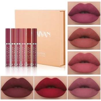 6pcs Matte Lipstick Ladies Lip Gloss Lip Glaze Waterproof Makeup Set