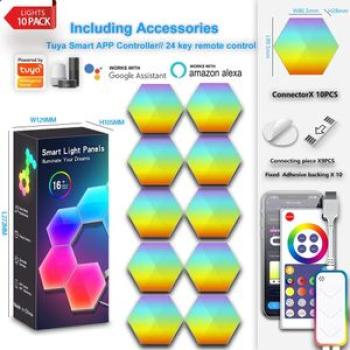 Rgb Led Hexagonal Wall Light Music Sync Night Lamp Wifi