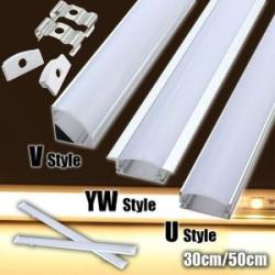 Led Bar Lights Aluminum Channel Holder 30/45/50cm U/v/yw-Style Shaped Milk Cover End Up Lighting Acc