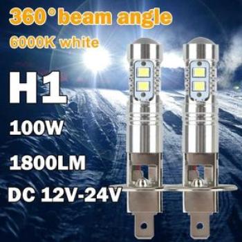2pcs H1 LED Headlamp Bulb 6000k 100W High Low Beam Bulbs Driving Truck Fog Auto SUV Headlamp White C